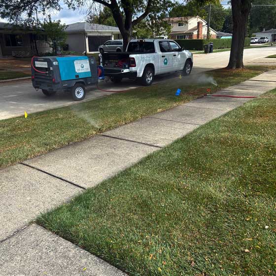 Sprinkler blowout process by High Tide Irrigation in Sterling Heights, Michigan
